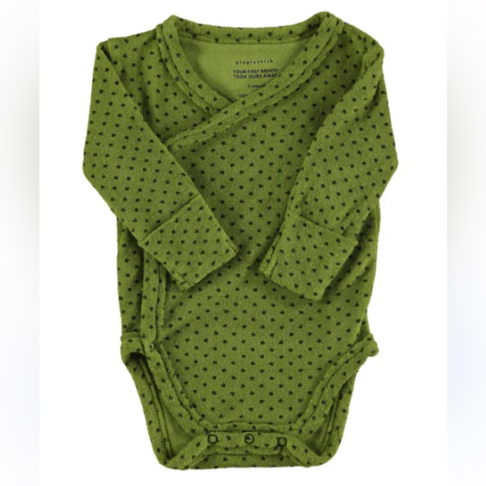 Piupiuchick Green Polka Dot Baby Onesie